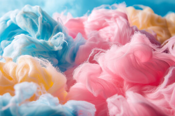 Multicolored Cotton Candy Texture, Pastel Tones, Abstract Sweet Background