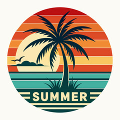 Obraz premium summer time Vector Illustration,summer time T Shirt,summer retro vintage style sunset palm tree,summer time Typography T Shirt Quotes Vector Bundle,Cut File Cricut,Silhouette,calligraphy,png