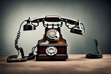  Witness the elegance of transparency with an HD image showcasing a perfectly isolated vintage telephone against a clean and clear background