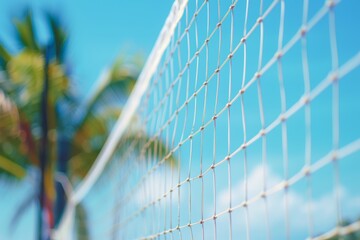 Close Up of Volleyball Net on Sunny Beach