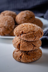 A group of Warm Homemade Gingersnap Cookies