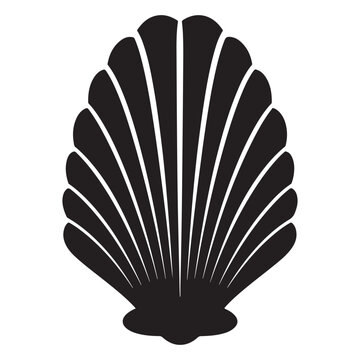 recommend clip art: Black silhouette of a Clam sketch art illustration