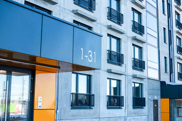 Sleek and sophisticated apartment building entrance