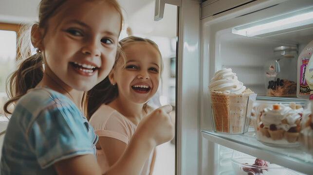 niñas pequeñas comiendo helado