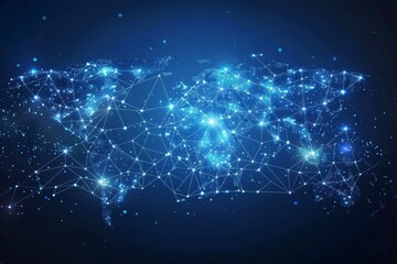 Fototapeta premium Digital map of world network created with generative ai