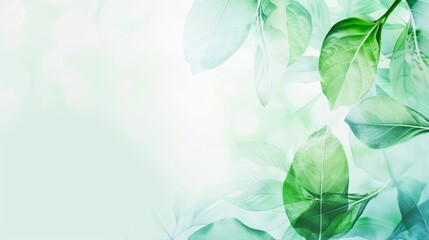 background with light green leaves and copy space for text or images