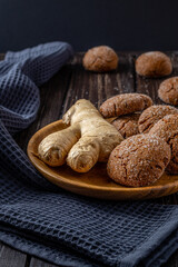 A group of Warm Homemade Gingersnap Cookies