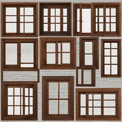 wooden windows on a white background