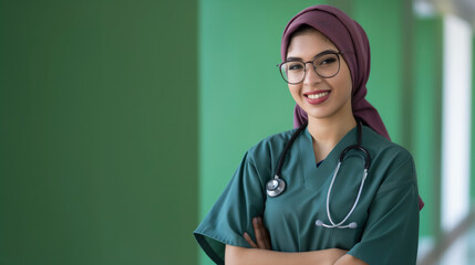 portrait of 25 years old arabian female nurse