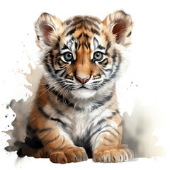 Obraz premium Watercolor Caspian tiger, clipart Illustration, Generative Ai
