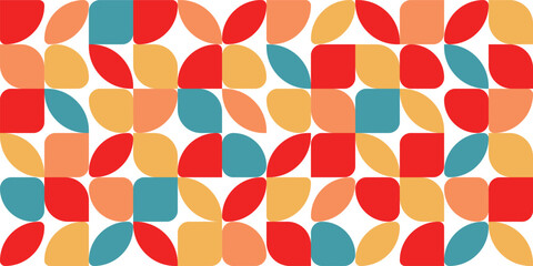 Seamless vector geometric color pattern background, retro color background.
