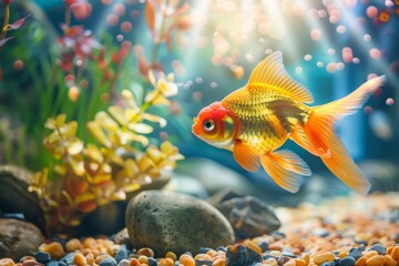 Obraz premium Goldfish enchantment. Enchanted by aquatic wonders