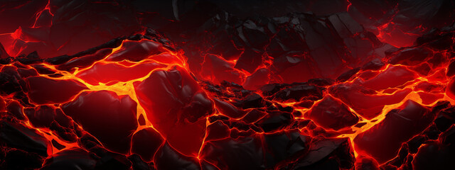 Abstract Fiery Lava Landscape Digital Wallpaper - obrazy, fototapety, plakaty
