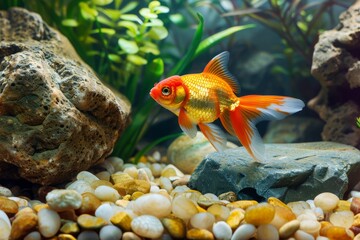Goldfish enchantment. Enchanted by aquatic wonders