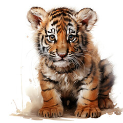 Fototapeta premium Watercolor Caspian tiger, clipart Illustration, Generative Ai