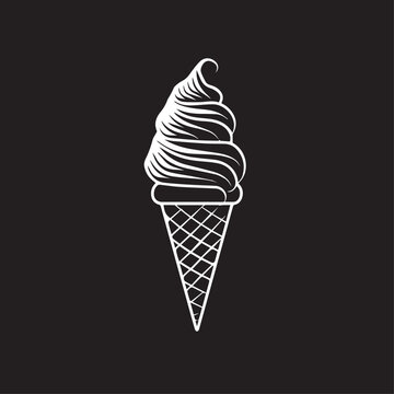 Ice cream in cartoon, doodle style . Image for t-shirt, web, mobile apps and ui. Isolated 2d vector illustration in logo, icon, sketch style, Eps 10, black and white. AI Generative