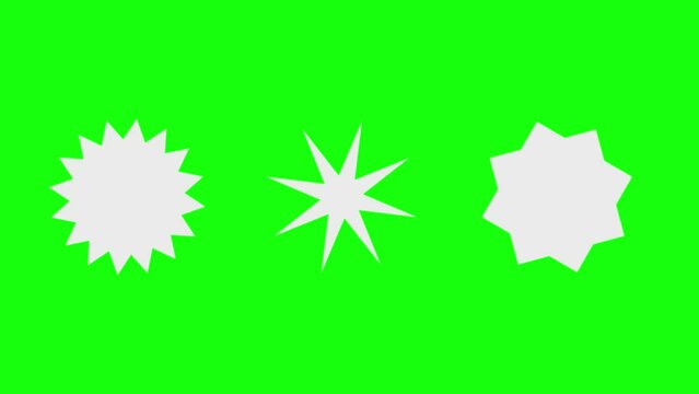 3 animated star in the spinning aesthetic style. Vector Shapes Version 009 . 4k virtual video animation.