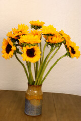 Sunflower Bouquet in Clay Vase