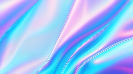 Iridescent chrome wavy gradient cloth fabric abstract background, ultraviolet holographic foil texture, liquid surface, ripples, metallic reflection. 3d render illustration - obrazy, fototapety, plakaty