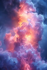 Abstract organic form in the form of clouds. Various colors and pastel tones, artistic three-dimensional surrealistic details.