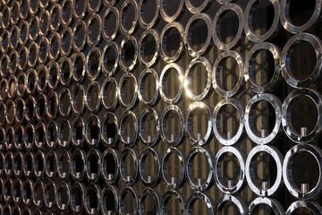 structure of many steel rings that made to be a wall in the room of the building that can be use as...