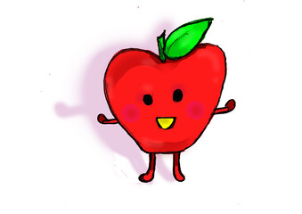 cartoon apple red person happy smile