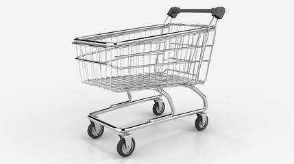 Modern shopping cart with a sleek design isolated on a white background for retail concepts