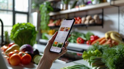 Shopping in the new era with online market mobile apps It showcases a menu screen mockup, an intuitive interface for creating shopping lists, 