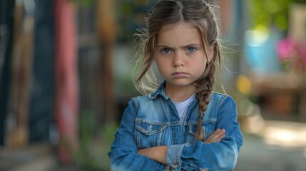 As she stood outside the school with her arms crossed, the little girl had a sullen look on her face. Struggling with emotions and stress