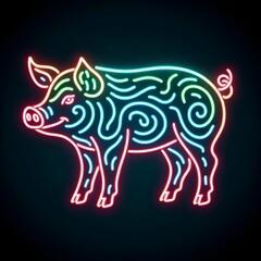 Neon fun pig background