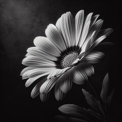 Beautiful flower on a dark background. Monochrome.