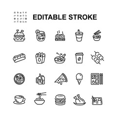 Collection of food and drink icons.