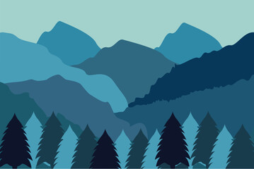 outdoors mountain peak horizon travel illustration background set vector  design 
