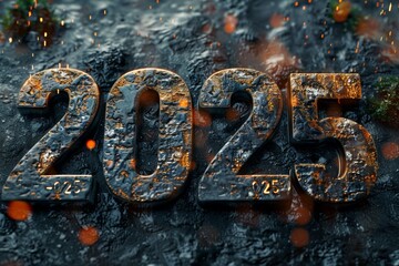 The image is a stylized representation of the number 2025