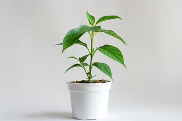 Big elettaria cardamomum plant growing in a white pot, thin leaves. A large perennial green plant in a pot. Introduction to domestic plants. Minimalistic design, concept of mental balance.