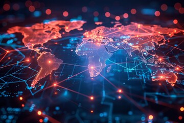 Digital map of world network created with generative ai