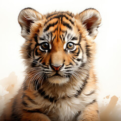 Obraz premium Watercolor Javan tiger, clipart Illustration, Generative Ai