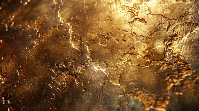 Golden metal surface, shimmering texture, elegance and wealth, detailed metallic luster, opulence in close view, AI Generative
