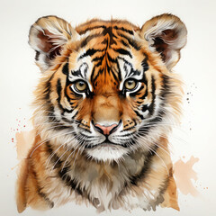 Fototapeta premium Watercolor Malayan tiger, clipart Illustration, Generative Ai