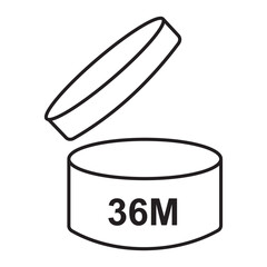 Period after opening icon  pao cosmetic product symbol. period before use after opening can vector. Twelve months Shelf life line icon. Vector illustration. eps 10