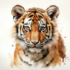 Fototapeta premium Watercolor Malayan tiger, clipart Illustration, Generative Ai