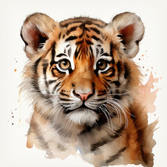 Watercolor Malayan tiger, clipart Illustration, Generative Ai