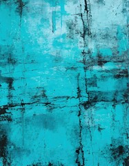 Obraz premium Abstract grunge art in turquoise blue tints. Contemporary painting. Modern poster for wall decoration