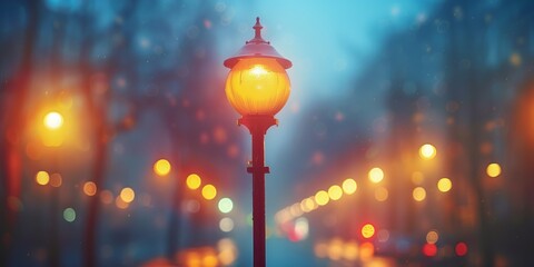 Street Light Standing by Roadside. Generative AI - obrazy, fototapety, plakaty