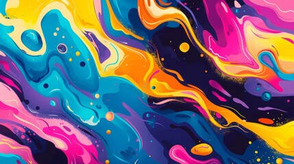 Obraz premium colorful paint abstract background, abstract neon liquid fluid wavy background. Liquid marbling art texture, digital illustration,