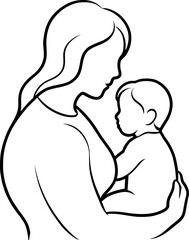 silhouette of a woman holding a child in her arms