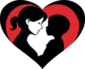 a silhouette of a mother and child in a heart shape