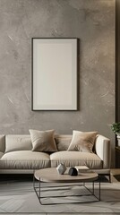 wall mock up poster frame in modern interior background, living room, Contemporary style, 
