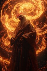 Feathers ablaze, the chicken warrior stands strong 🔥🐔 A symbol of fierce determination amidst fiery trials. #FlameGuardian 🌟🔥