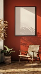 mock up poster frame in modern interior background, living room, Contemporary style, Living room wall poster mockup. Modern interior design.